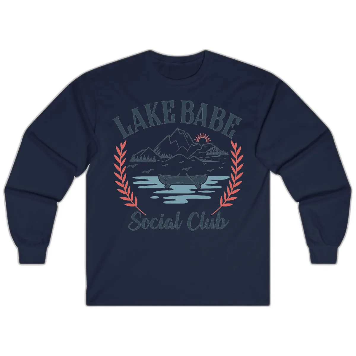 Lake Babe Social Club Illustration Long Sleeve in Navy