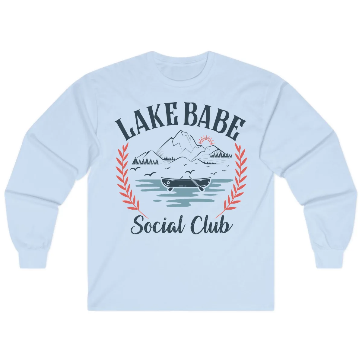Lake Babe Social Club Illustration Long Sleeve in Light Blue