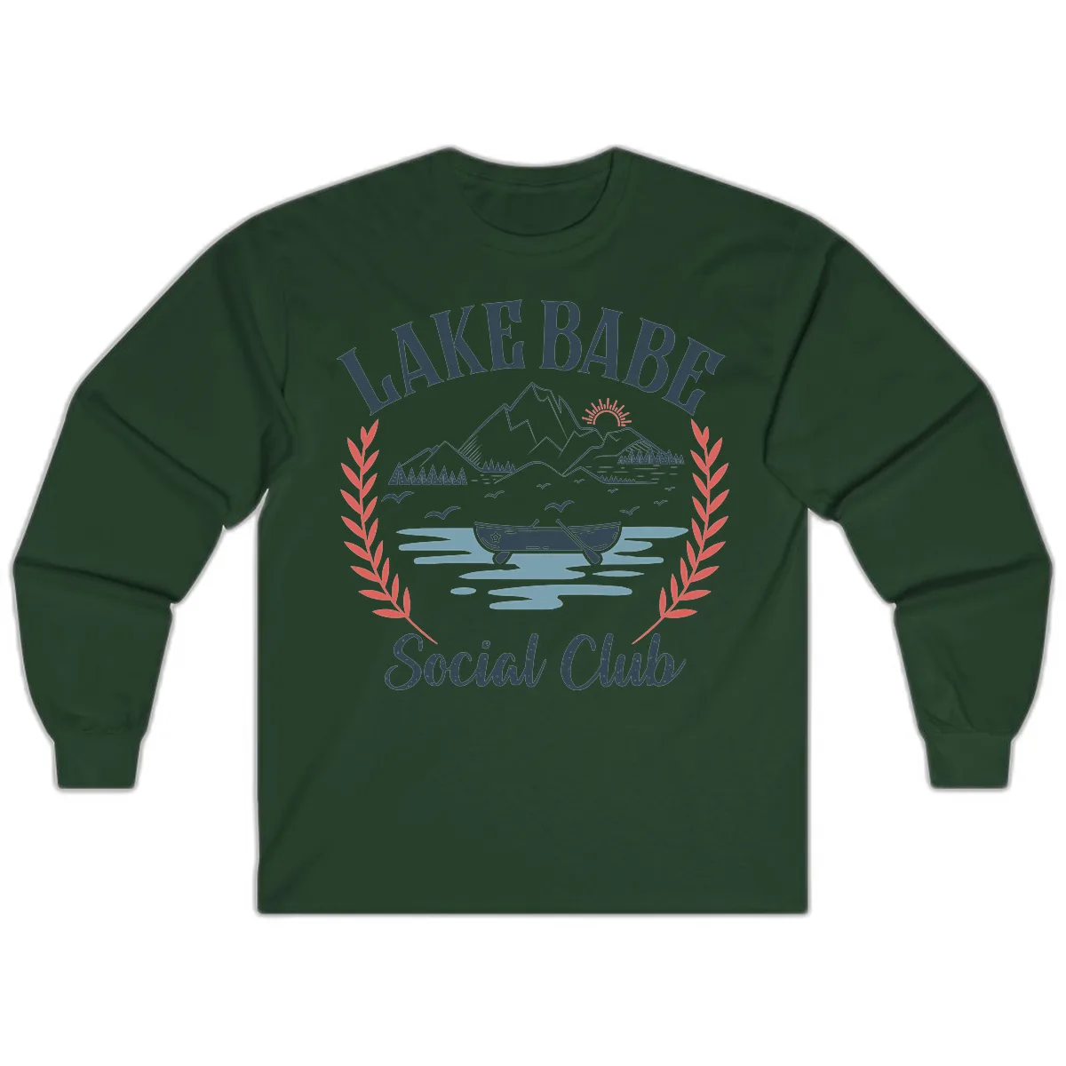 Lake Babe Social Club Illustration Long Sleeve in Forest Green