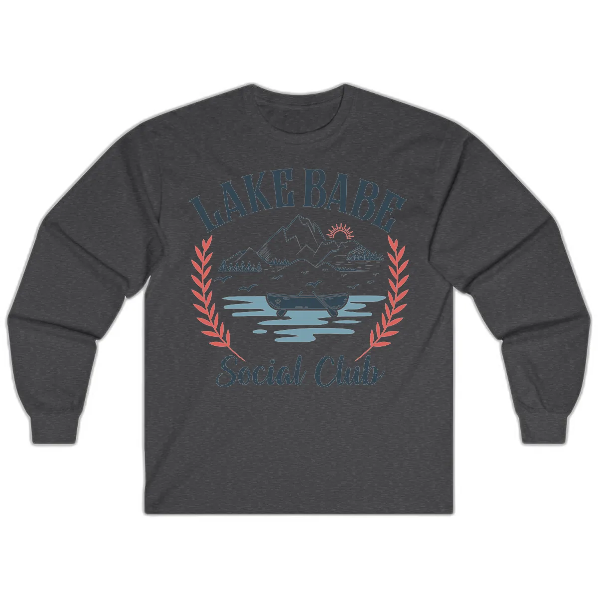 Lake Babe Social Club Illustration Long Sleeve in Dark Heather