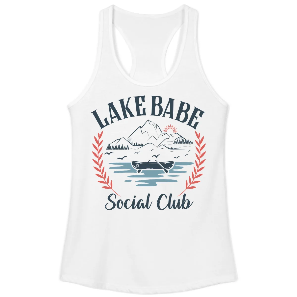 Lake Babe Social Club Illustration Ladies Tank in White