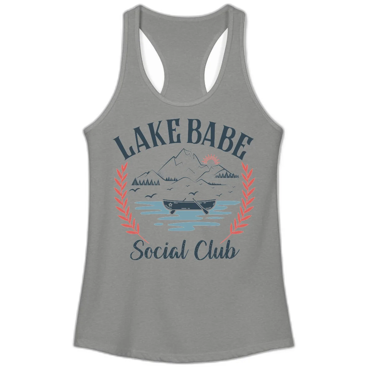 Lake Babe Social Club Illustration Ladies Tank in Heather Grey