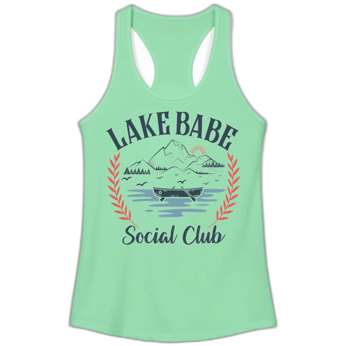 Lake Babe Social Club Illustration Ladies Tank in Solid Mint