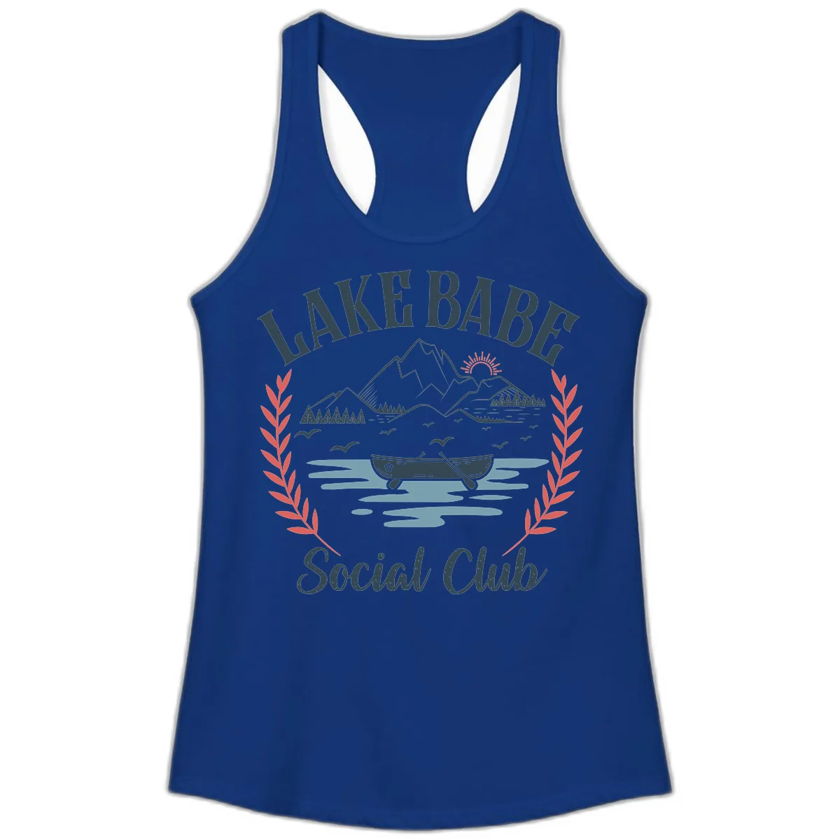 Lake Babe Social Club Illustration Ladies Tank in Solid Royal