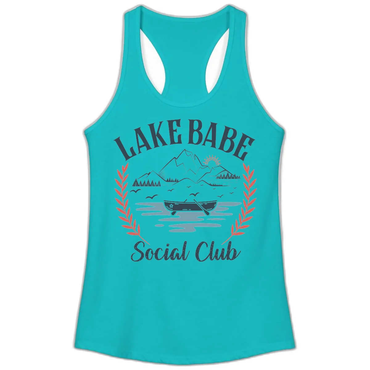 Lake Babe Social Club Illustration Ladies Tank in Tahiti Blue