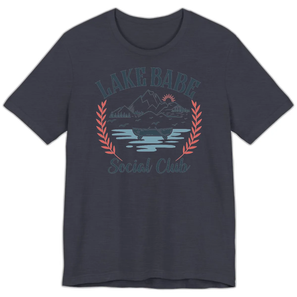 Lake Babe Social Club Illustration Premium T-Shirt in Heather Midnight Navy