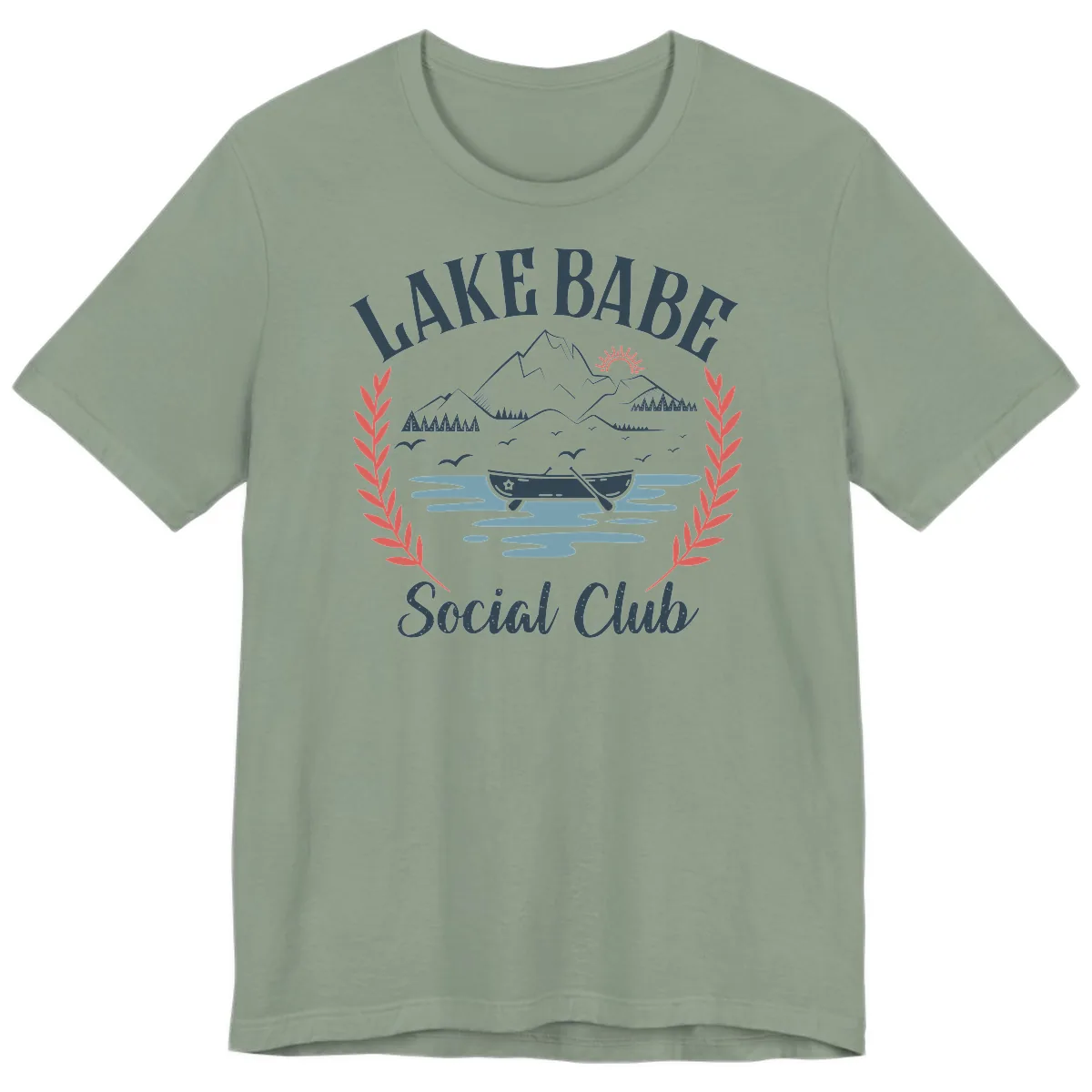 Lake Babe Social Club Illustration Premium T-Shirt in Sage