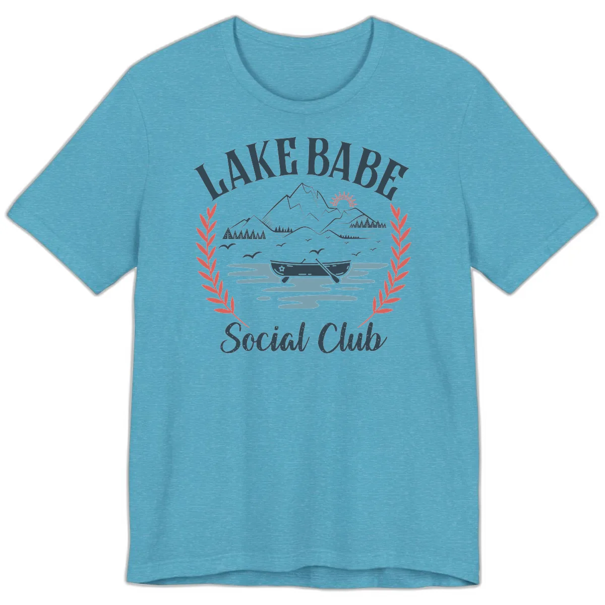 Lake Babe Social Club Illustration Premium T-Shirt in Heather Aqua