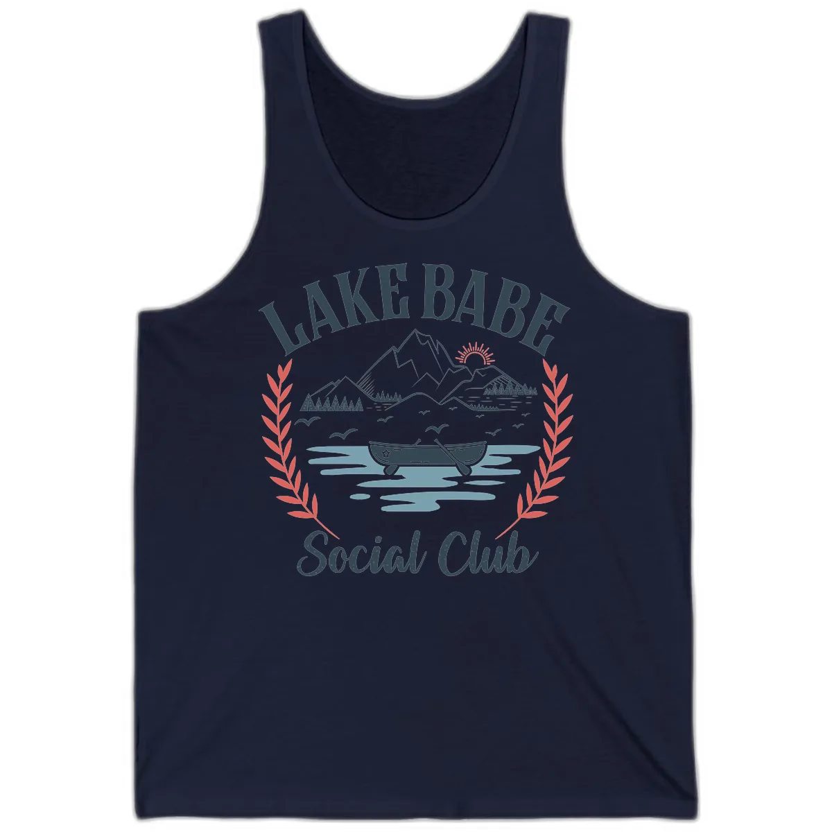 Lake Babe Social Club Illustration Tank in Navy