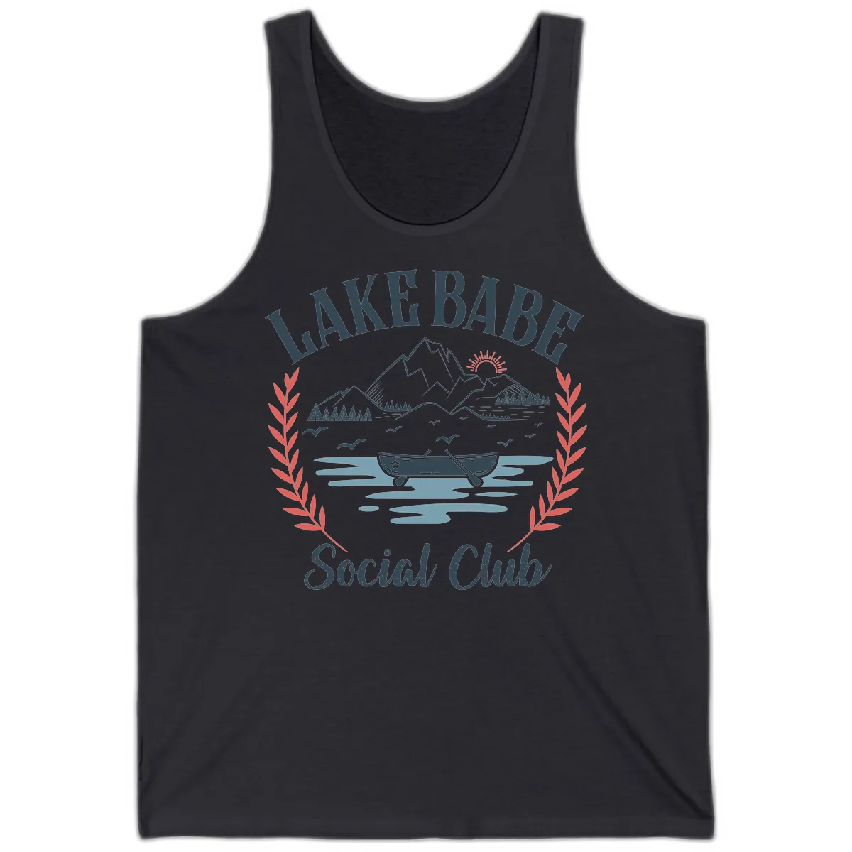Lake Babe Social Club Illustration Tank in Dark Grey