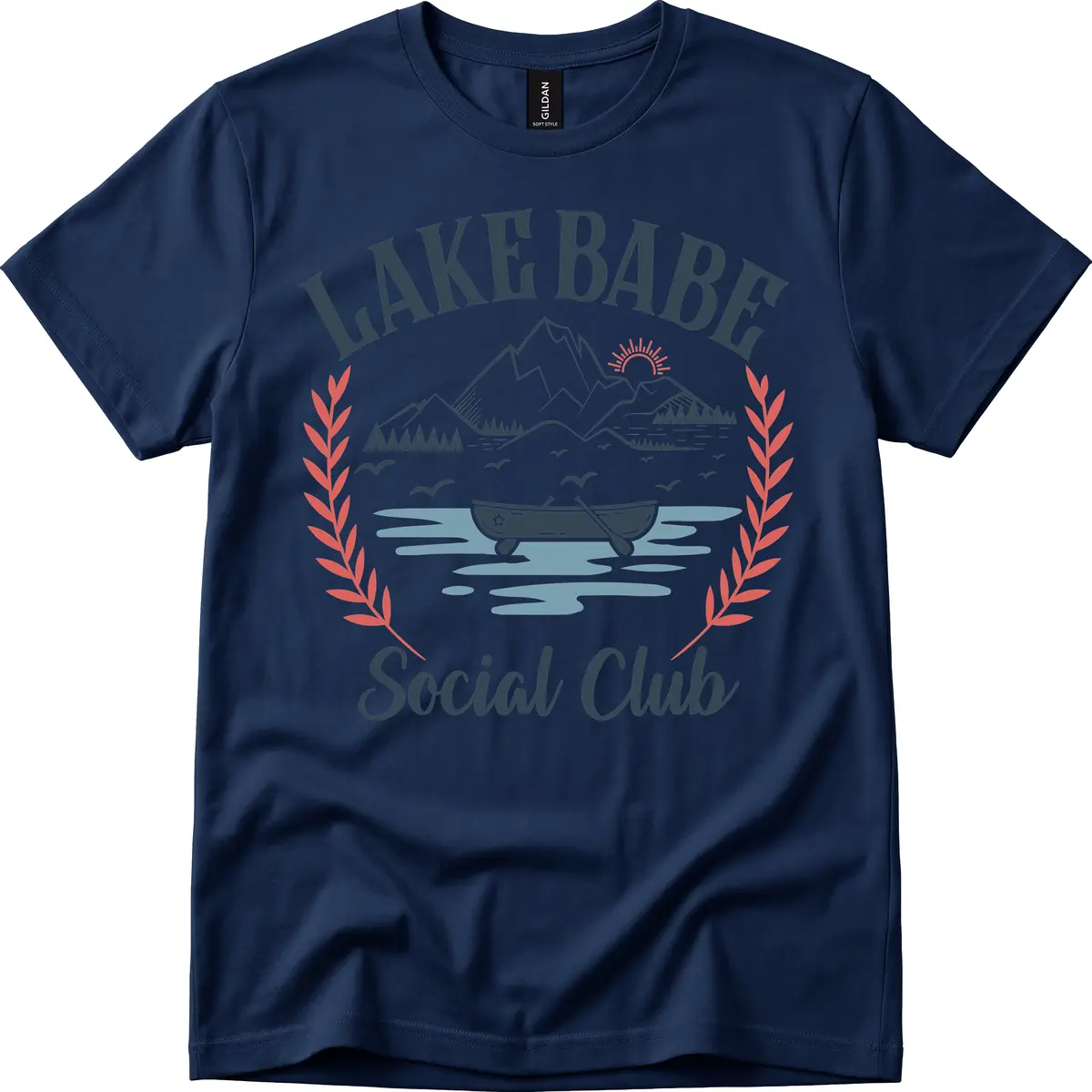Lake Babe Social Club Illustration T-Shirt in Navy