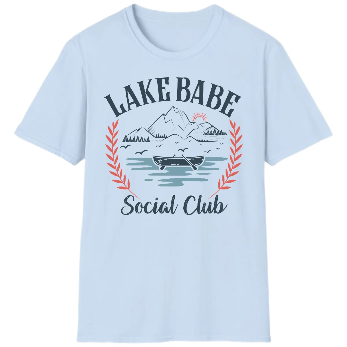 Lake Babe Social Club Illustration T-Shirt in Light Blue