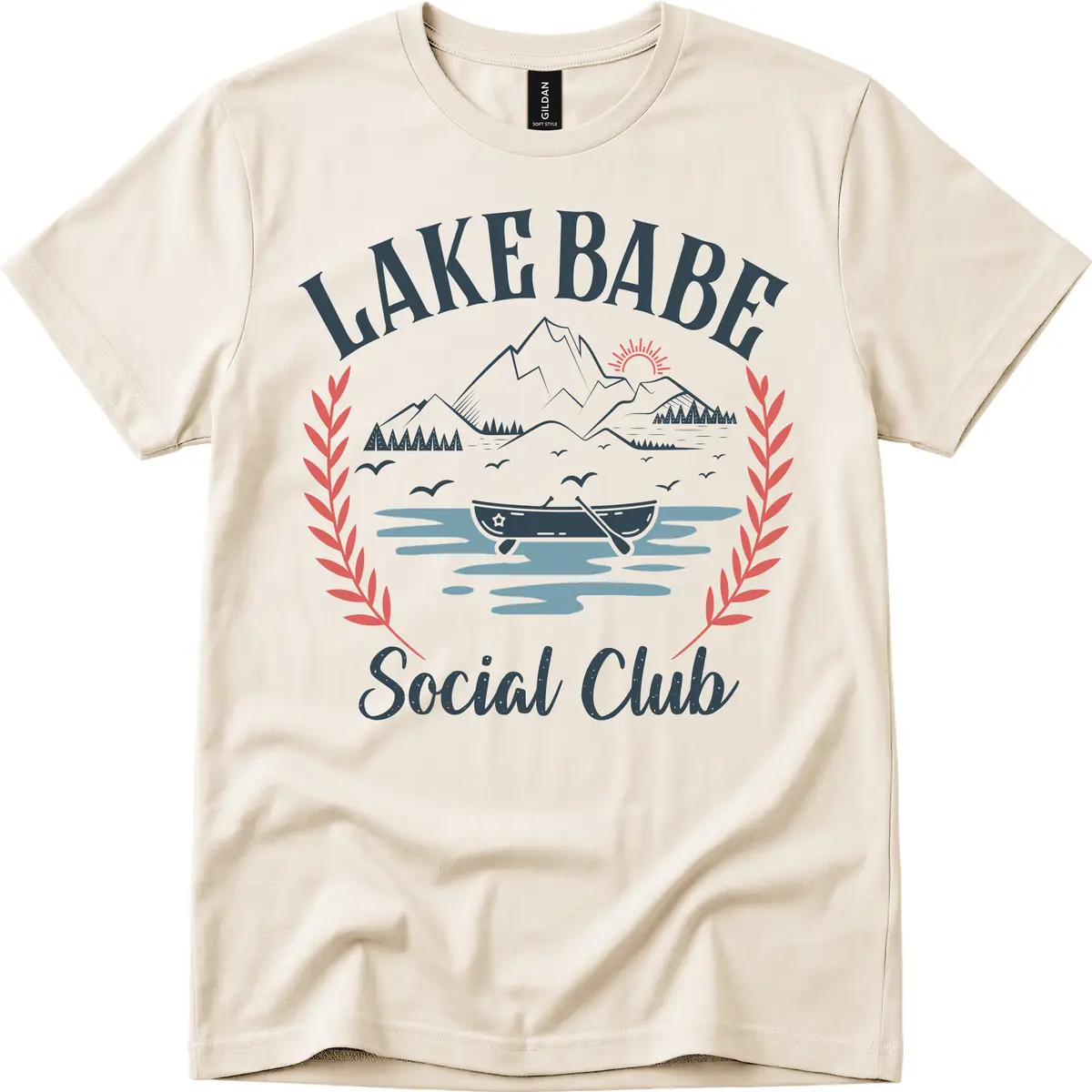 Lake Babe Social Club Illustration T-Shirt in Natural