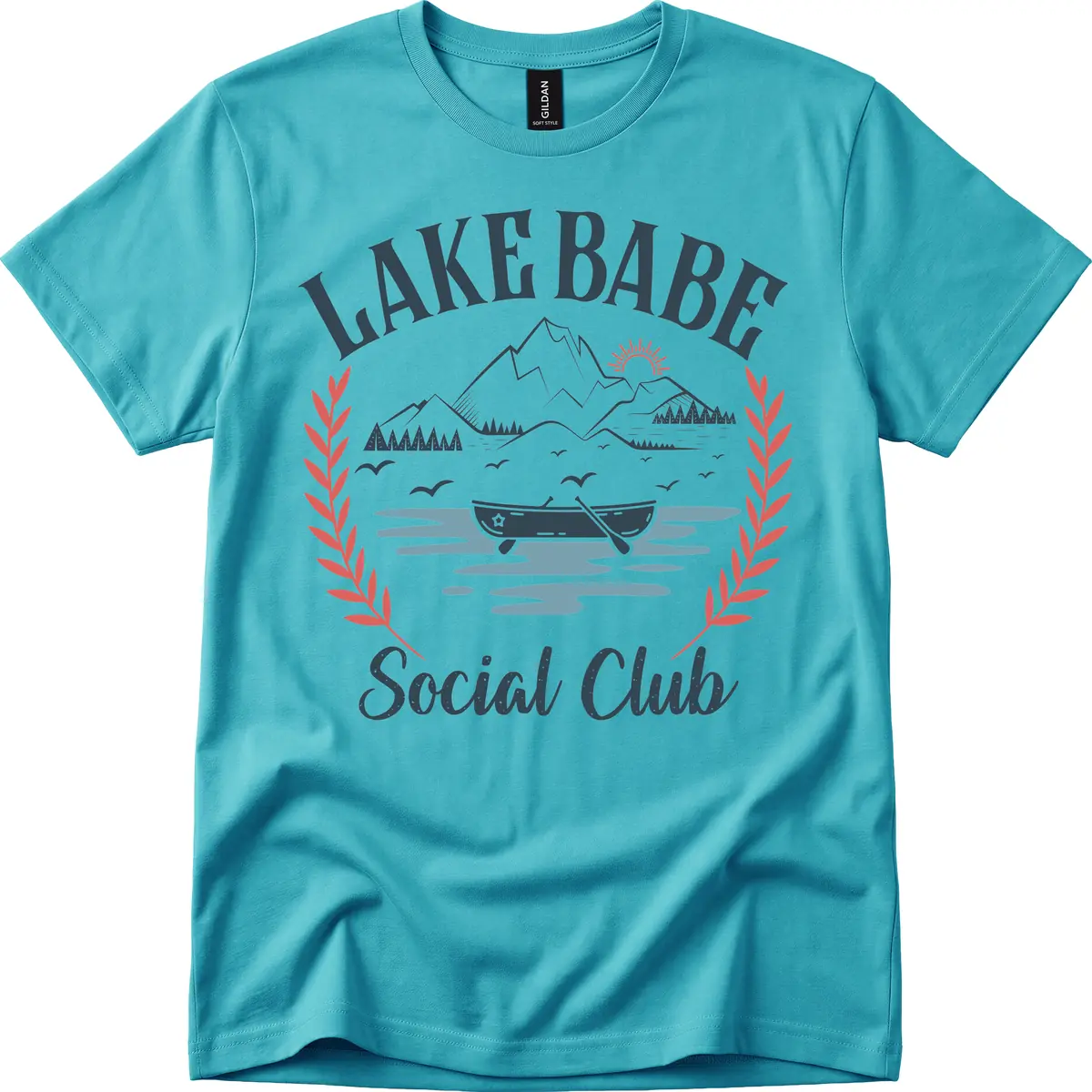 Lake Babe Social Club Illustration T-Shirt in Tropical Blue