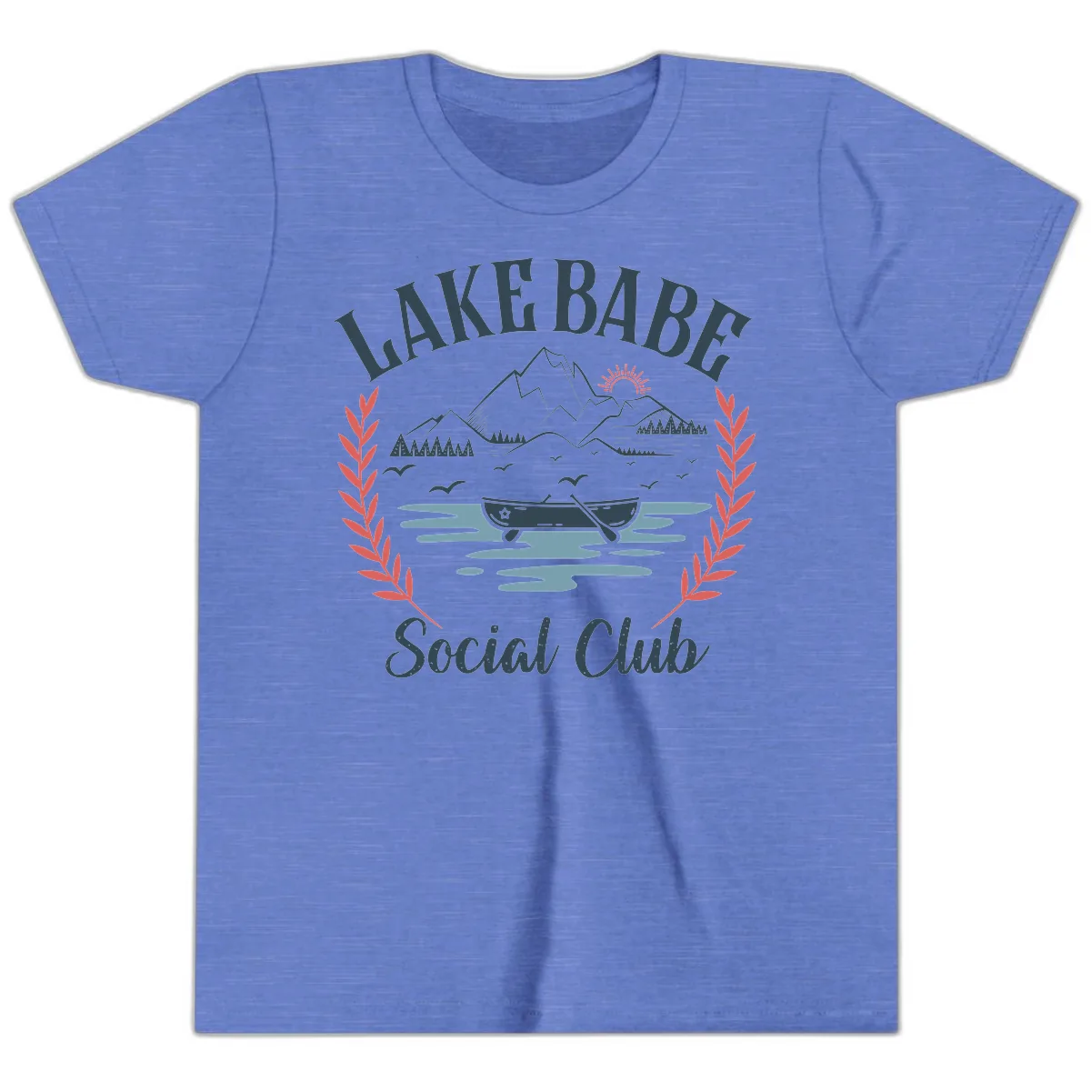 Lake Babe Social Club Illustration Youth T-Shirt in Heather Columbia Blue