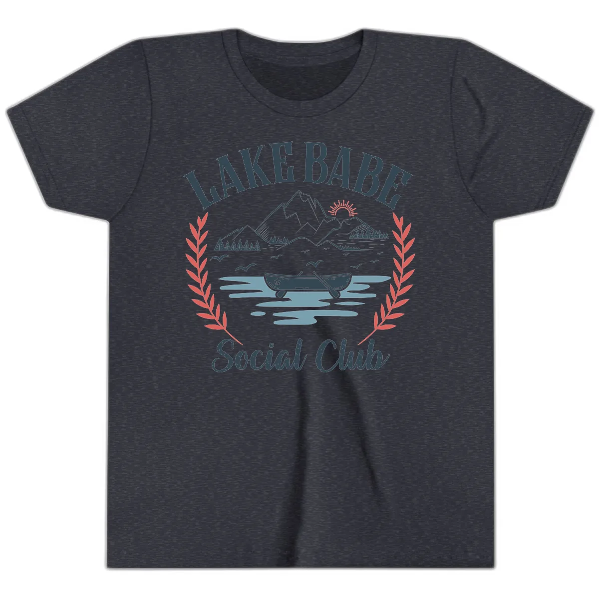 Lake Babe Social Club Illustration Youth T-Shirt in Heather Navy