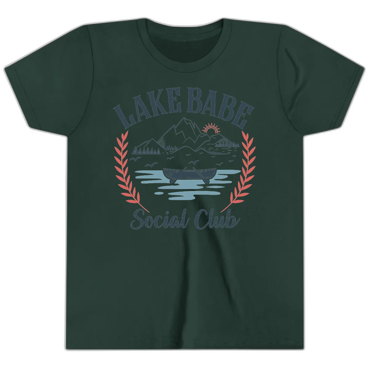 Lake Babe Social Club Illustration Youth T-Shirt in Forest