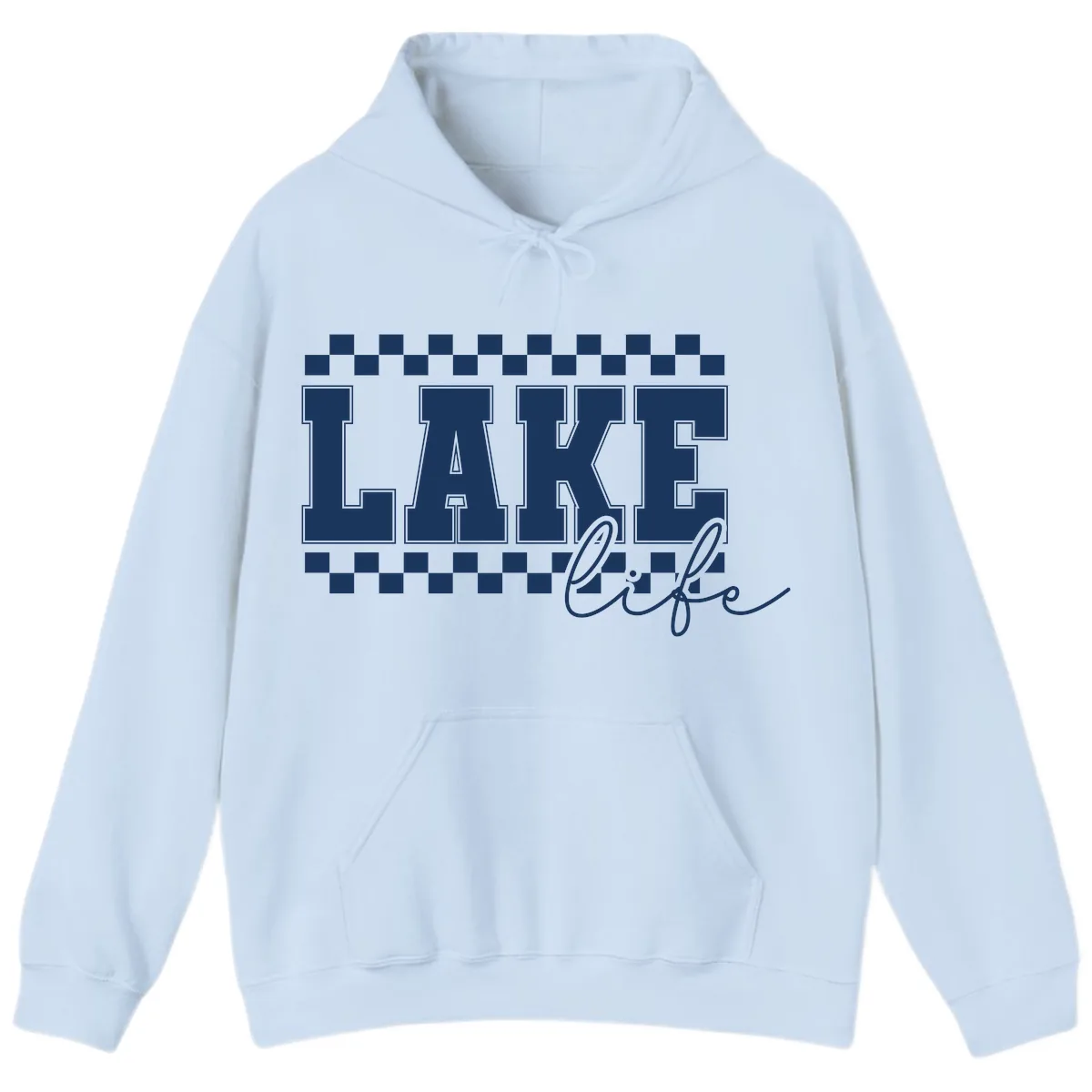 Lake Life Varsity Style Hoodie in Light Blue