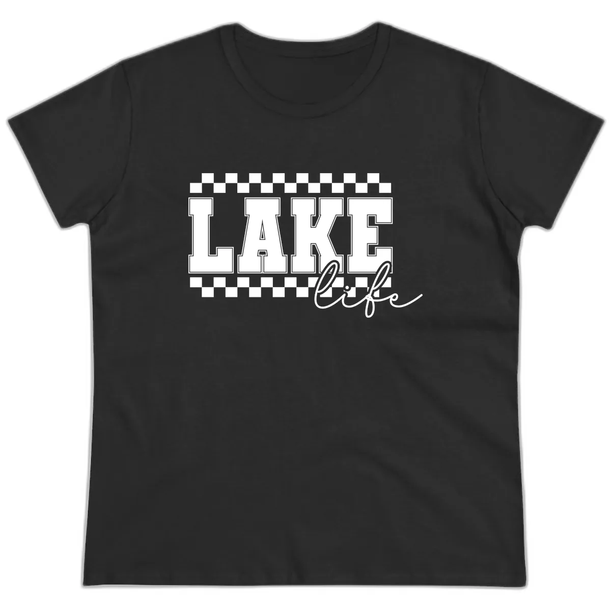 Lake Life Varsity Style Ladies Tee in Black