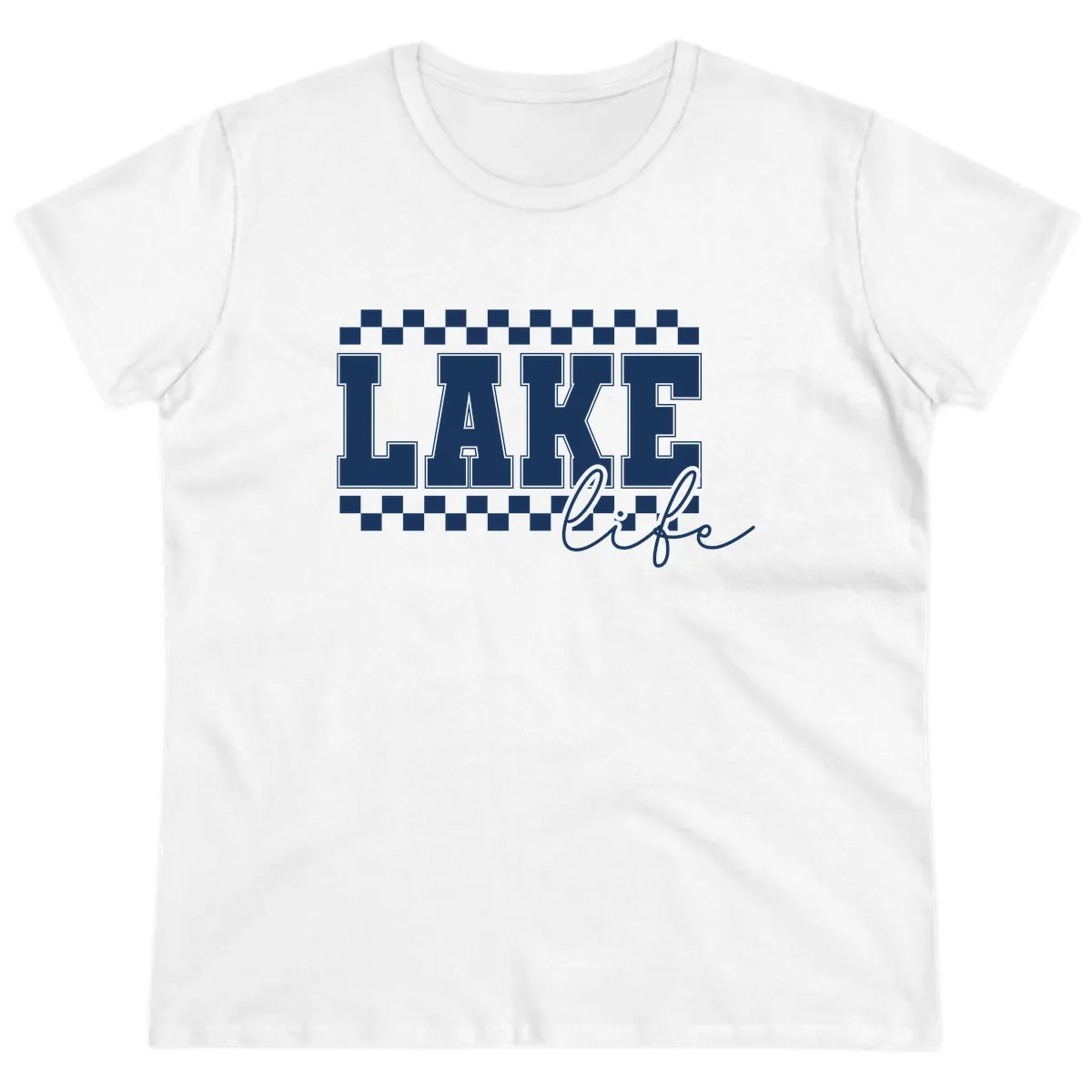 Lake Life Varsity Style Ladies Tee in White