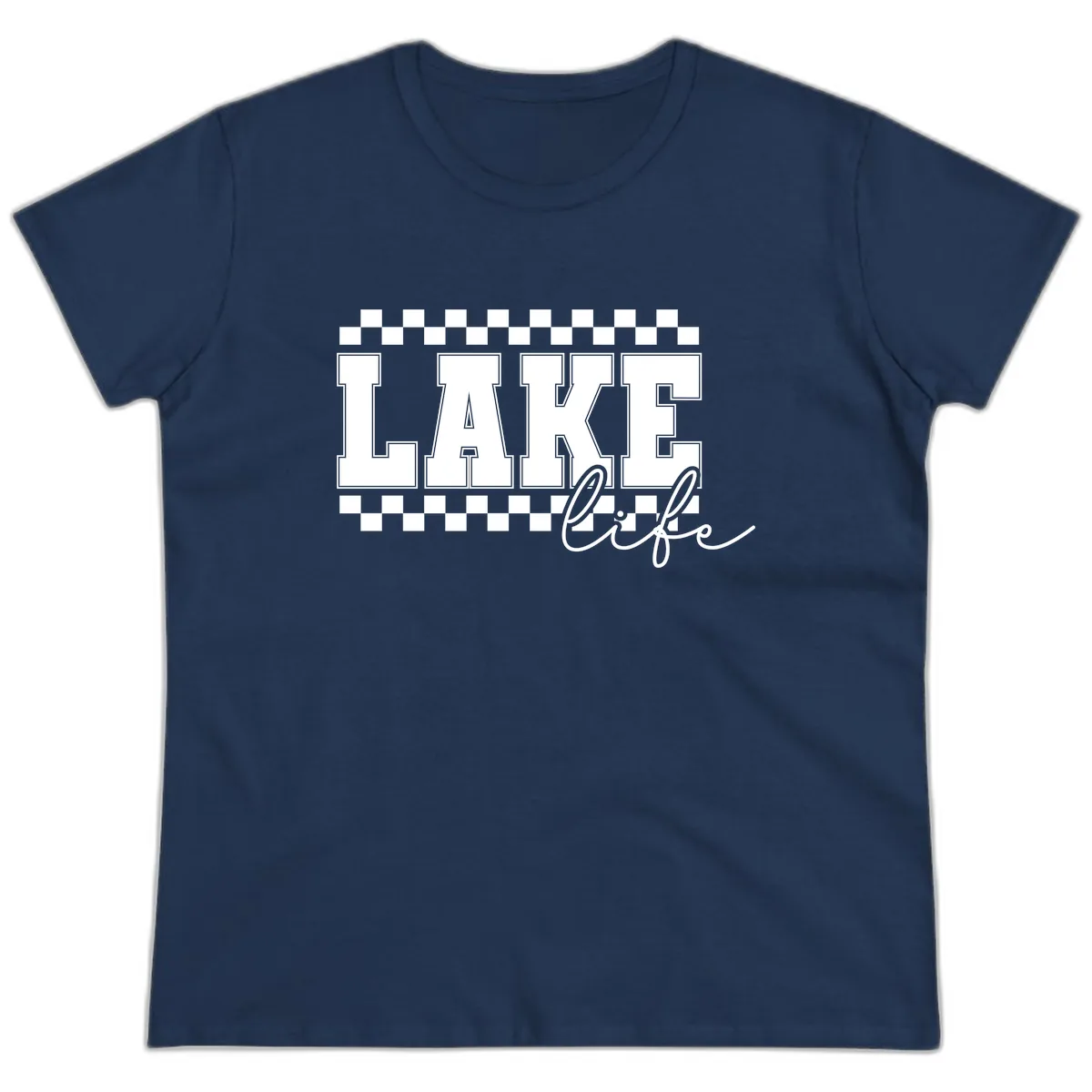 Lake Life Varsity Style Ladies Tee in Navy