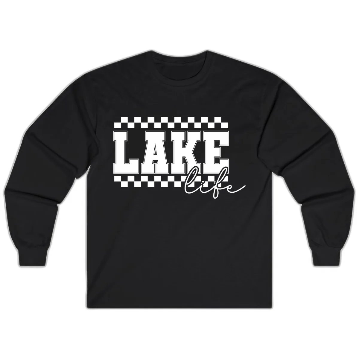 Lake Life Varsity Style Long Sleeve in Black