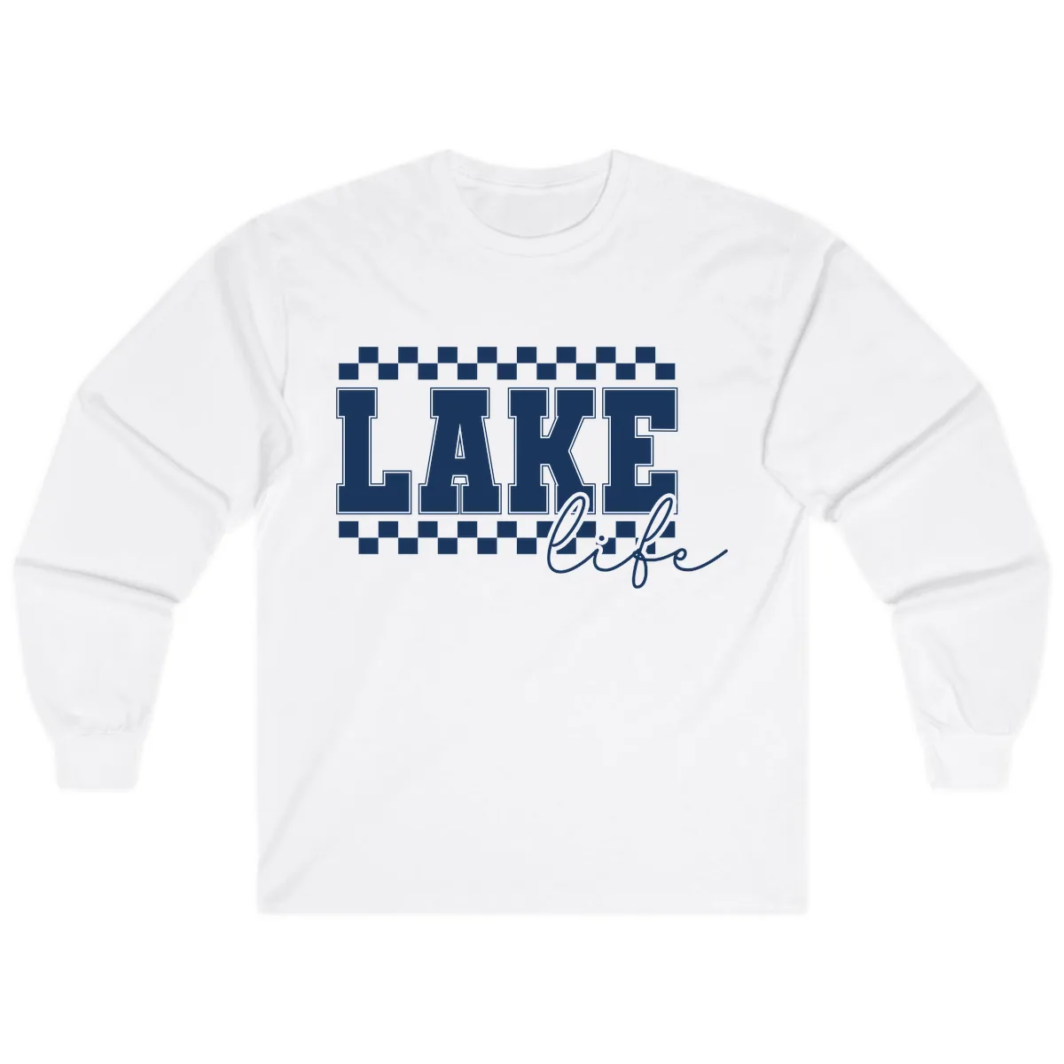 Lake Life Varsity Style Long Sleeve in White