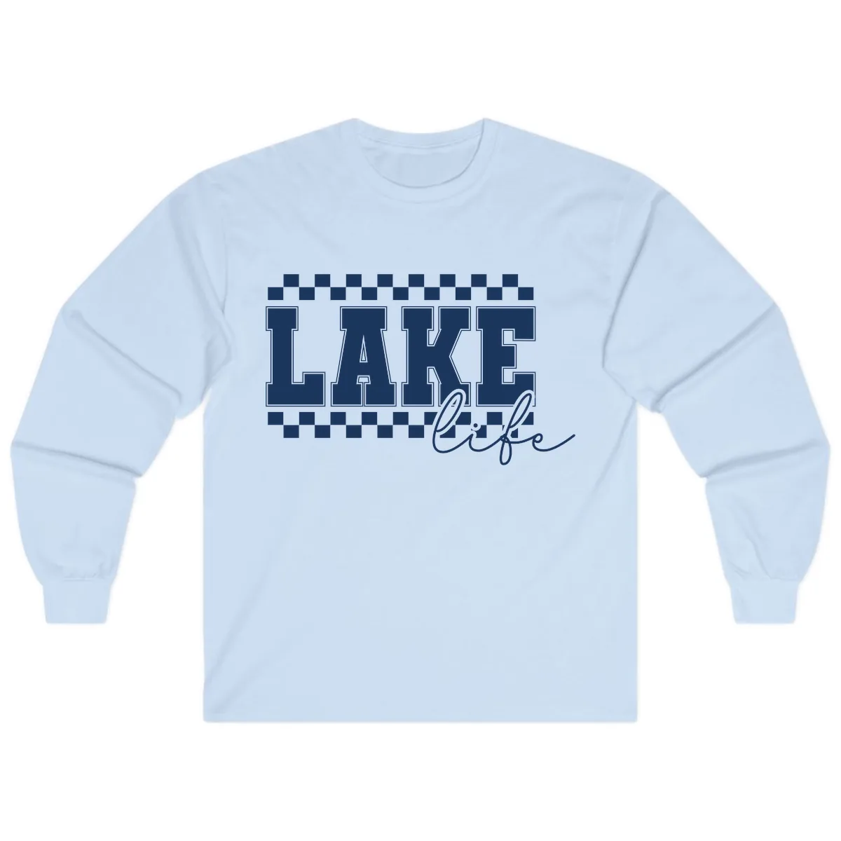 Lake Life Varsity Style Long Sleeve in Light Blue
