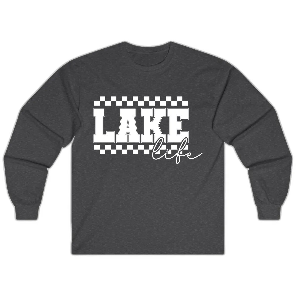 Lake Life Varsity Style Long Sleeve in Dark Heather