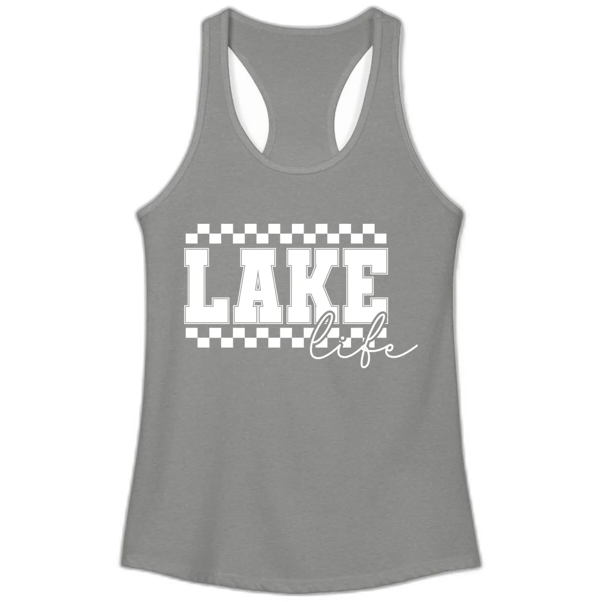 Lake Life Varsity Style Ladies Tank in Heather Grey