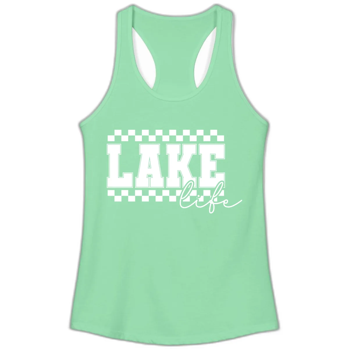 Lake Life Varsity Style Ladies Tank in Solid Mint