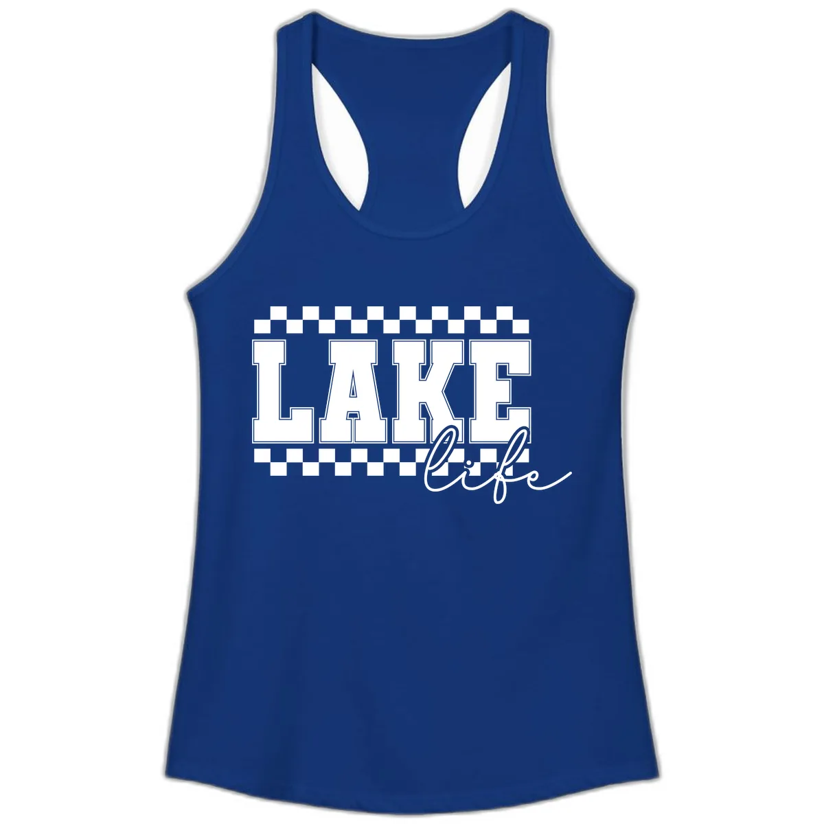 Lake Life Varsity Style Ladies Tank in Solid Royal