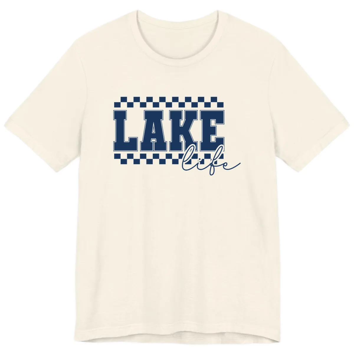 Lake Life Varsity Style Premium T-Shirt in Natural