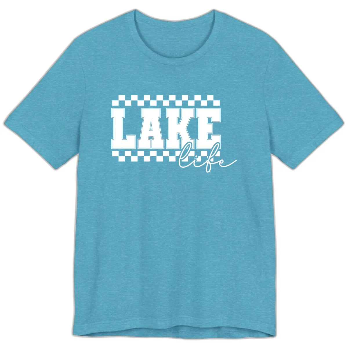 Lake Life Varsity Style Premium T-Shirt in Heather Aqua