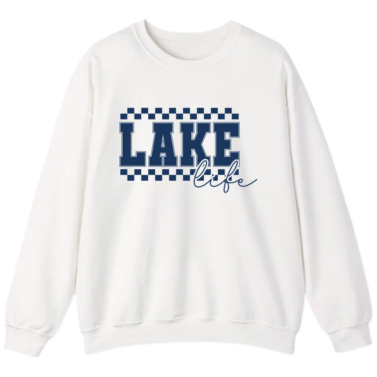 Lake Life Varsity Style Sweatshirt in White