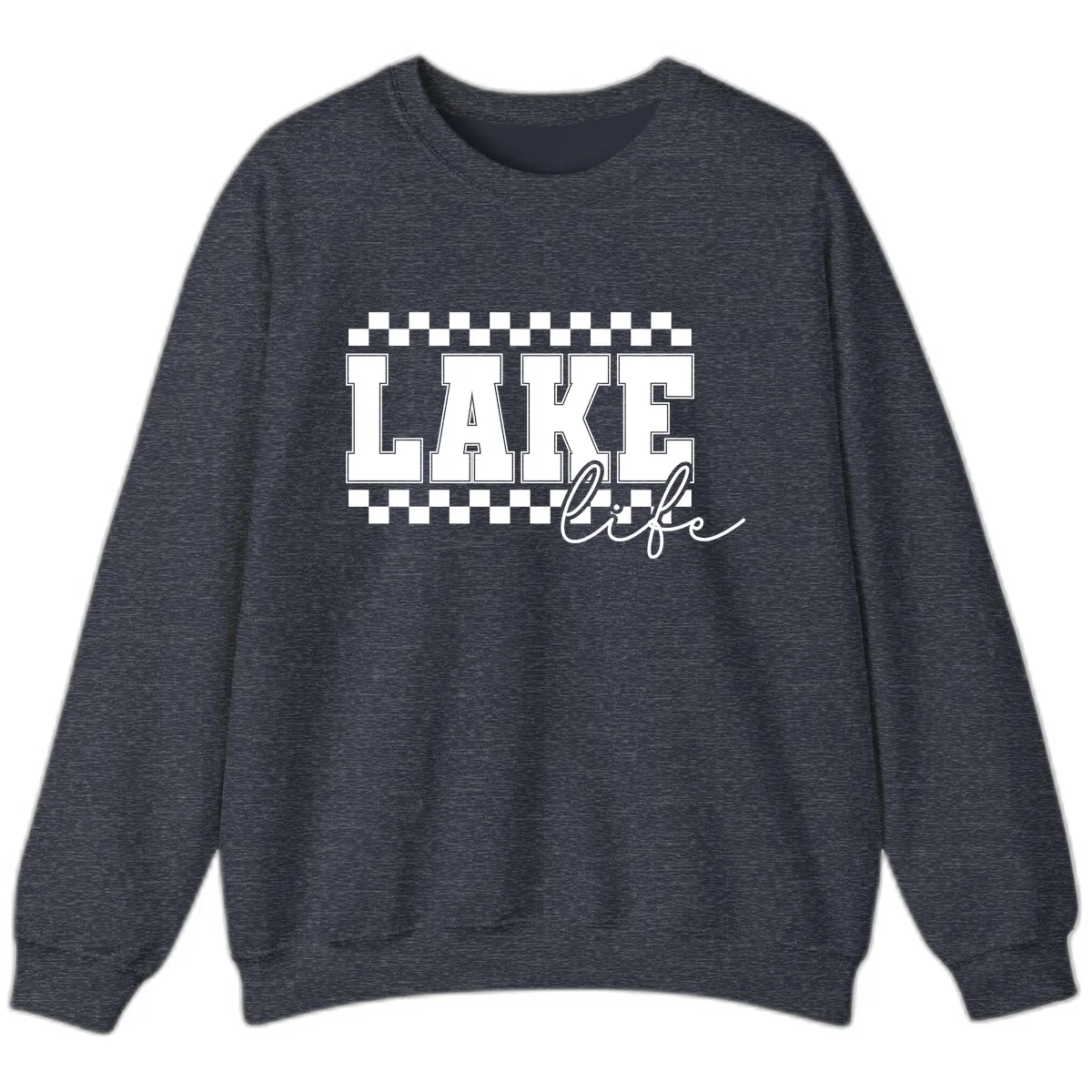 Lake Life Varsity Style Sweatshirt in Heather Sport Dark Navy