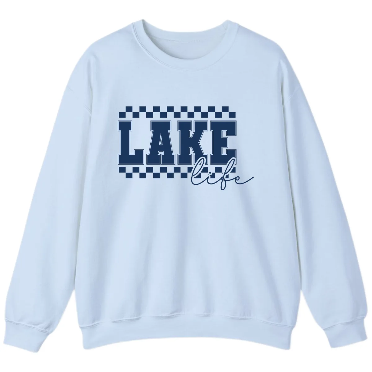 Lake Life Varsity Style Sweatshirt in Light Blue