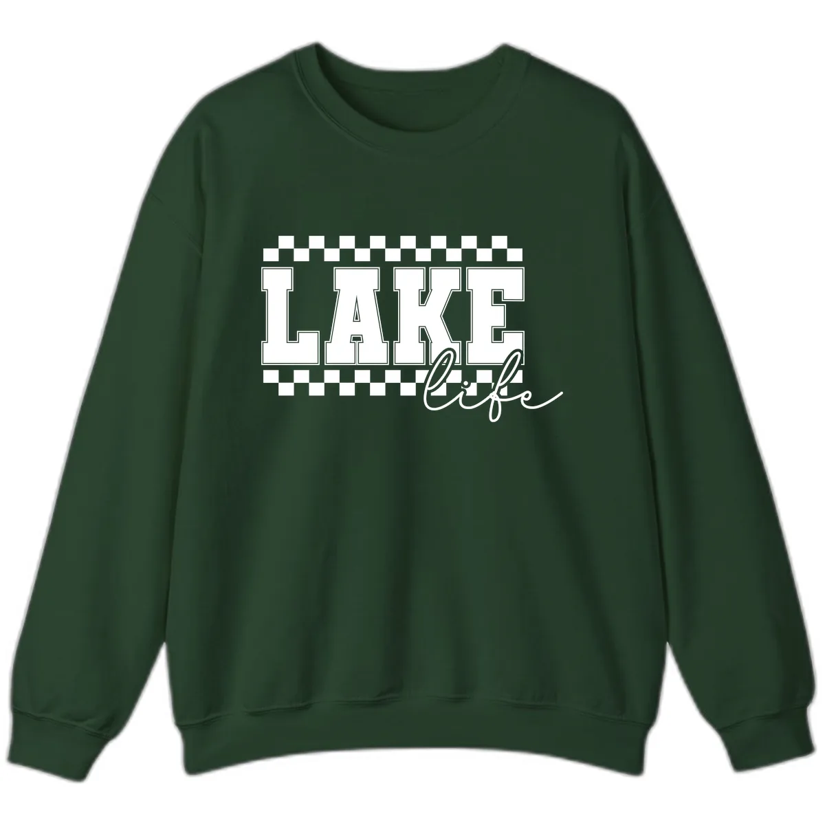 Lake Life Varsity Style Sweatshirt in Forest Green