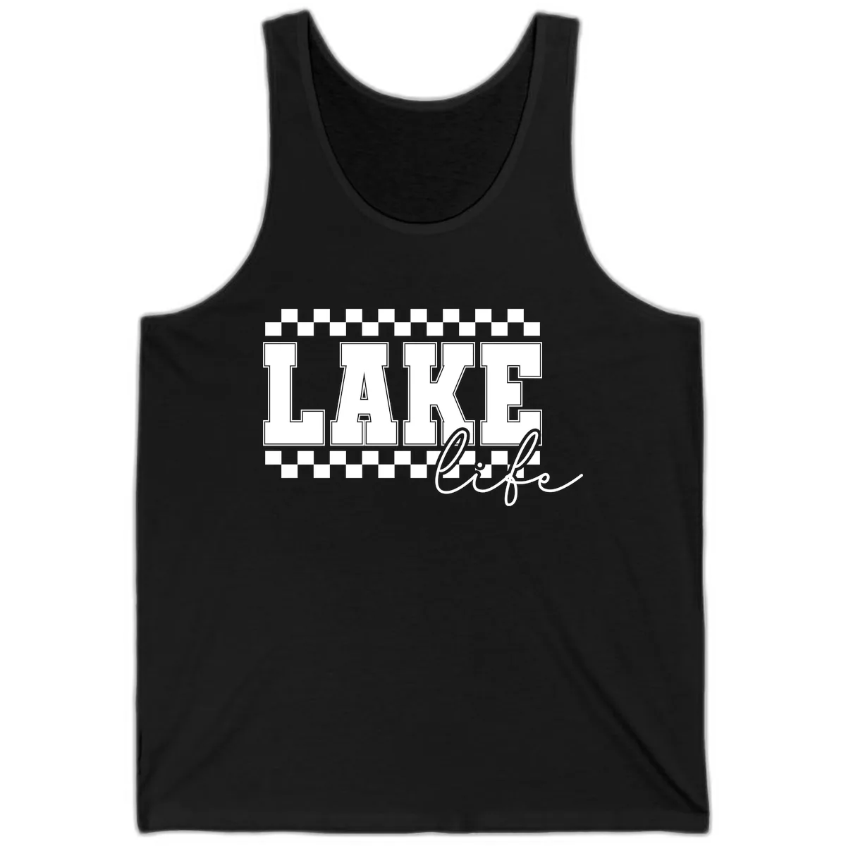 Lake Life Varsity Style Tank in Black