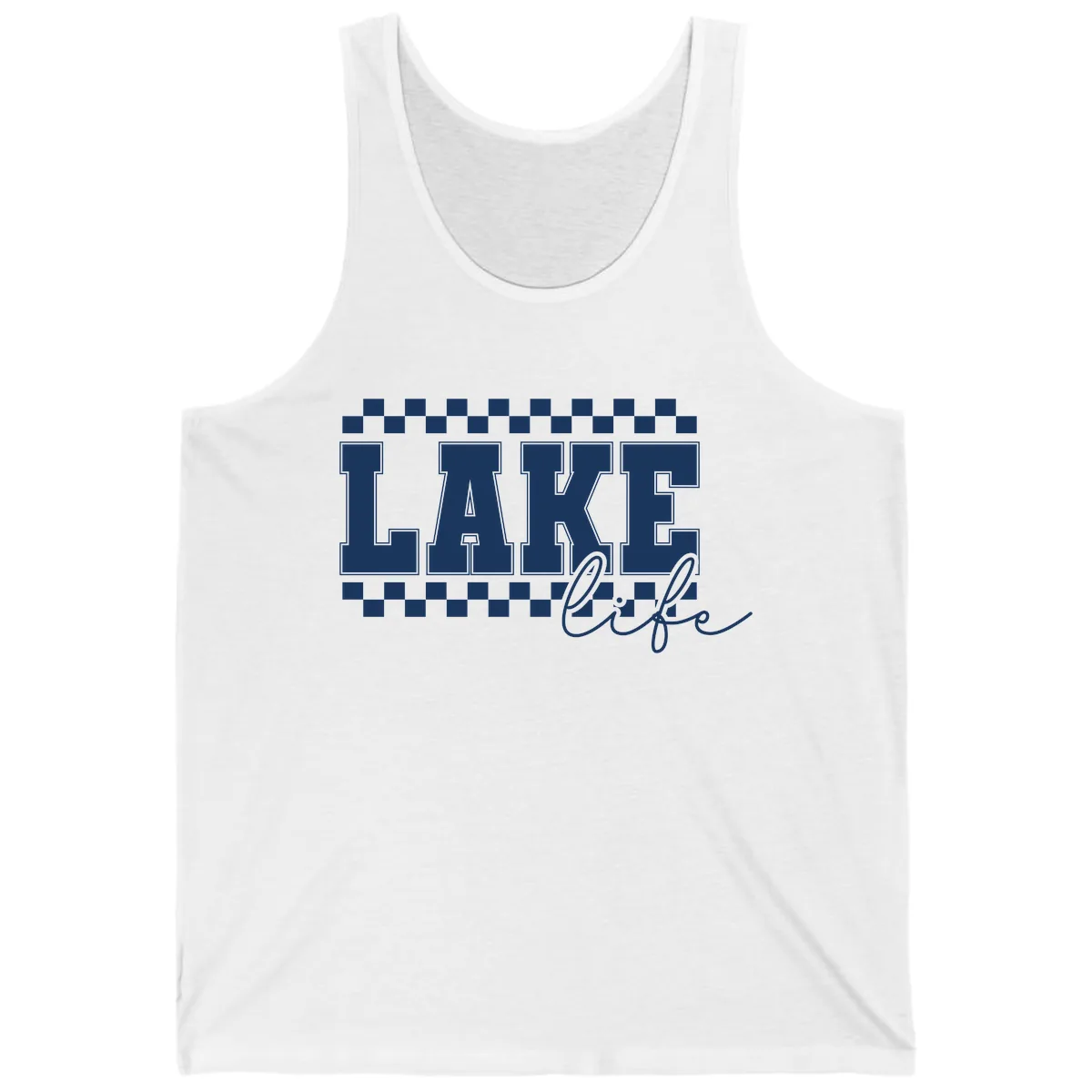 Lake Life Varsity Style Tank in White
