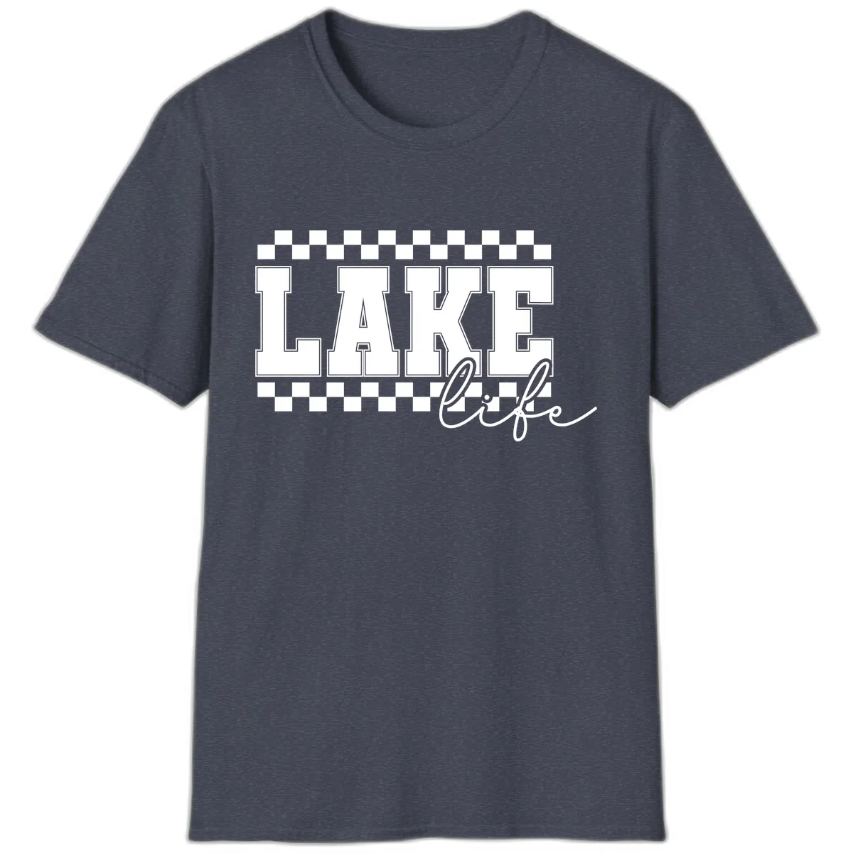 Lake Life Varsity Style T-Shirt in Heather Navy