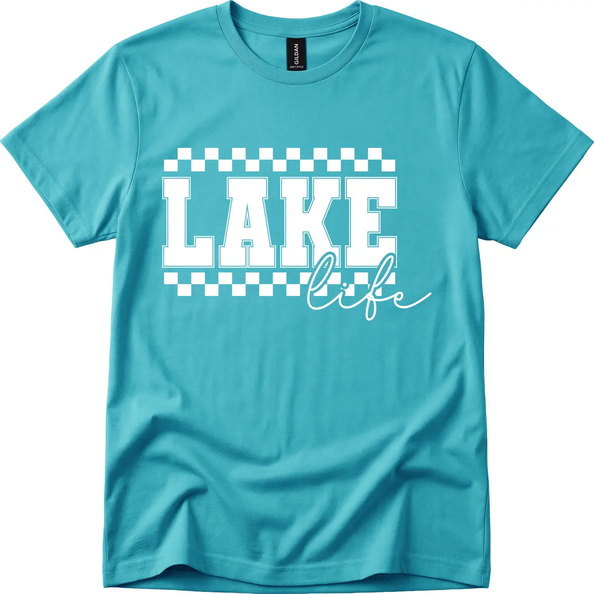 Lake Life Varsity Style T-Shirt in Tropical Blue