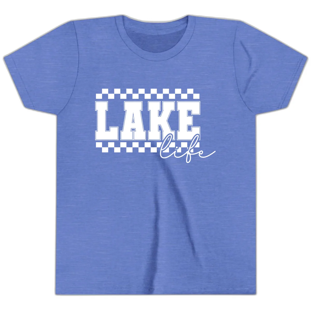 Lake Life Varsity Style Youth T-Shirt in Heather Columbia Blue