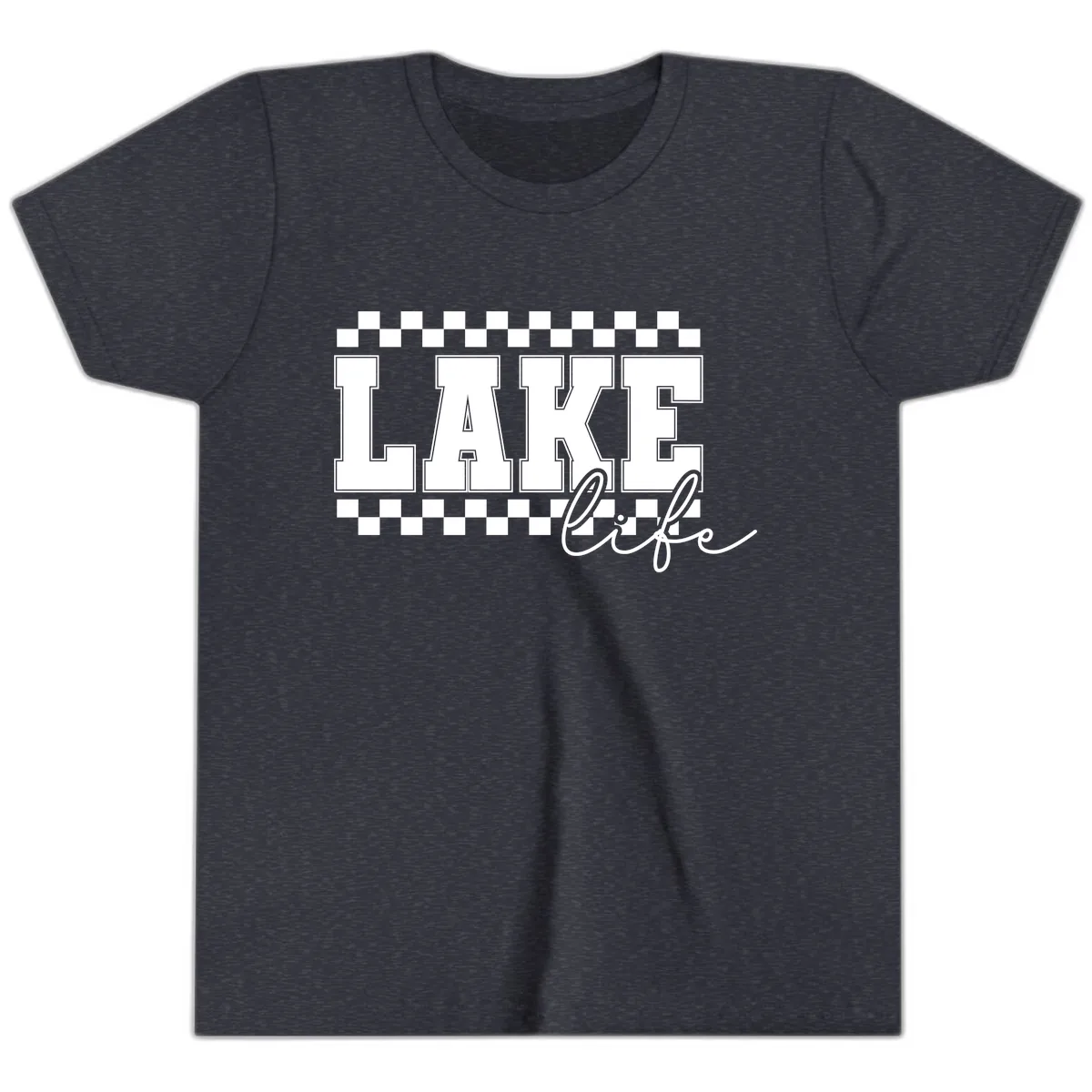 Lake Life Varsity Style Youth T-Shirt in Heather Navy