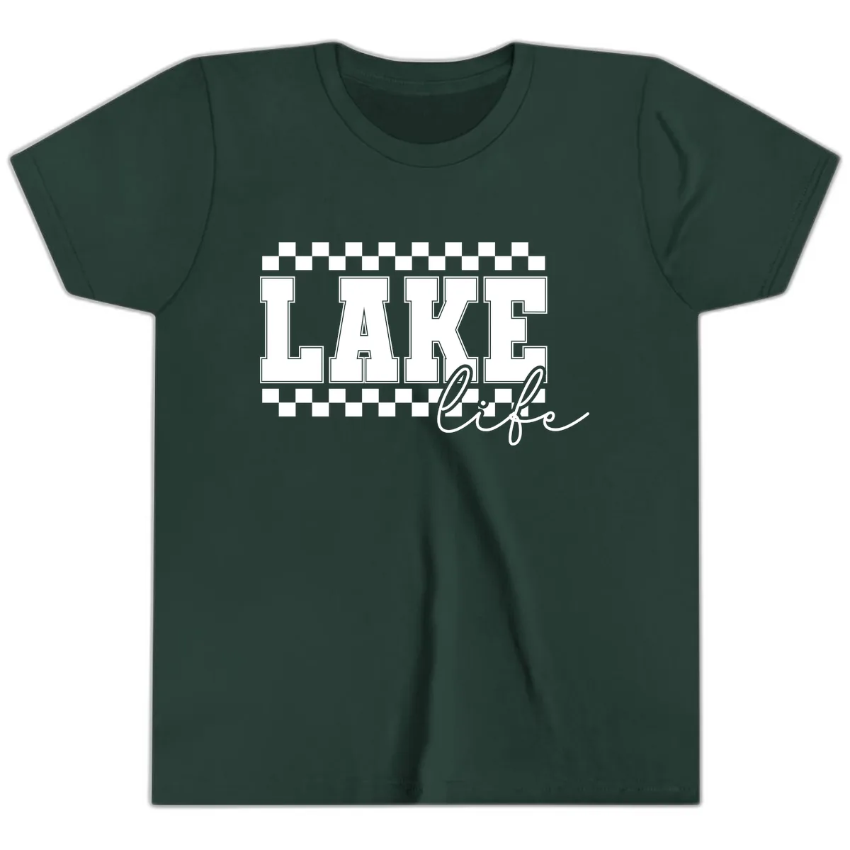 Lake Life Varsity Style Youth T-Shirt in Forest