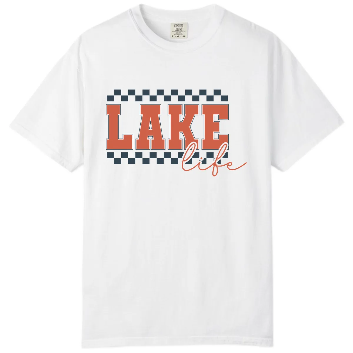 Lake Life Vintage Block Letter Comfort Color in White