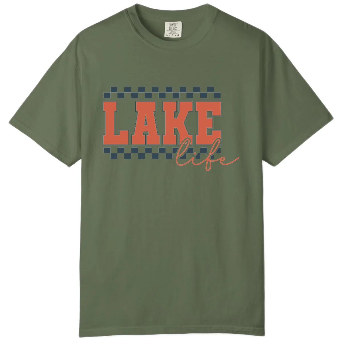 Lake Life Vintage Block Letter Comfort Color in Sage