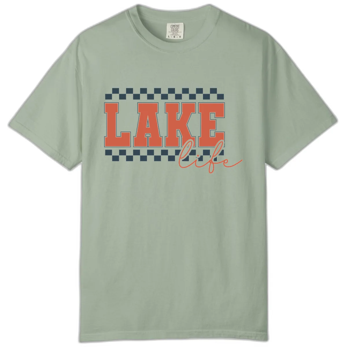 Lake Life Vintage Block Letter Comfort Color in Bay