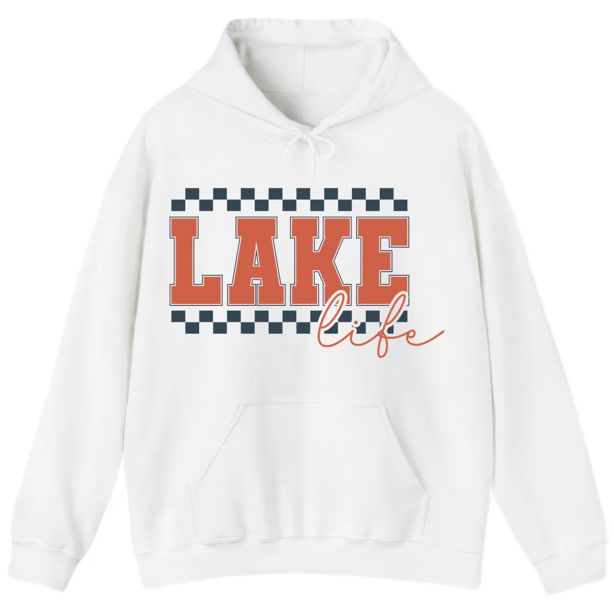 Lake Life Vintage Block Letter Hoodie in White