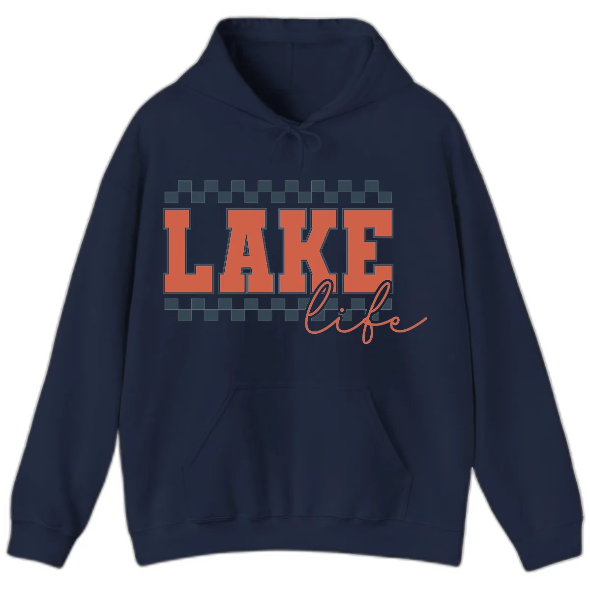 Lake Life Vintage Block Letter Hoodie in Navy